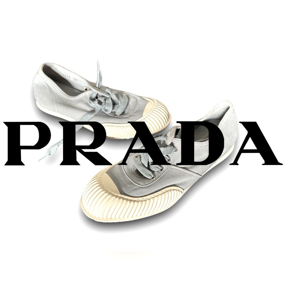 PRADA Sz 36 or 6 gray cloth sneakers. Excellent condition. Trendy. Trainers.